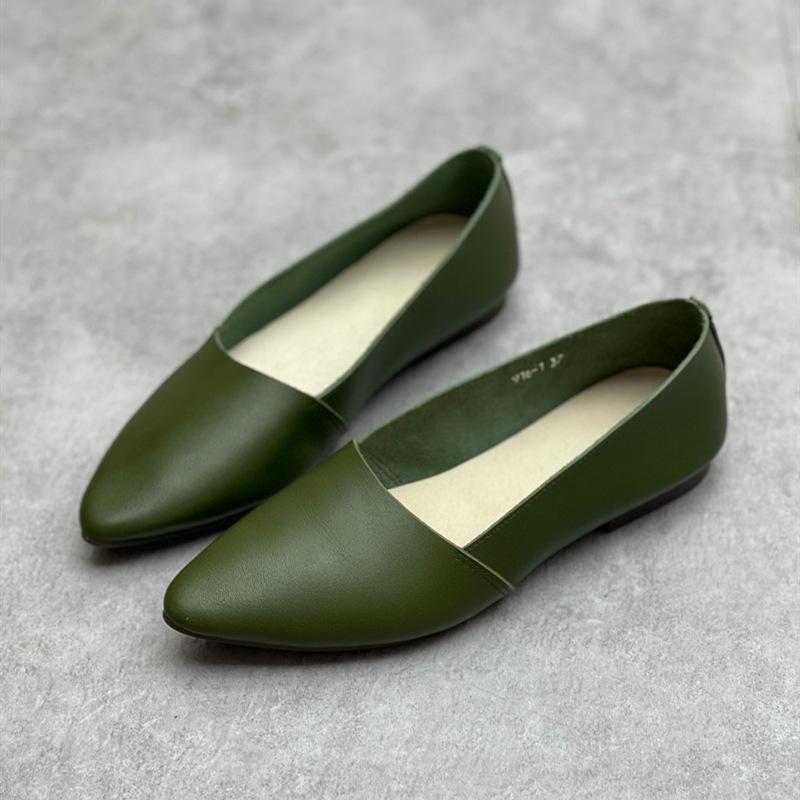 Johnature Scarpe basse casual versatili da donna, fatte a mano in vera pelle, con punta a punta e suola morbida