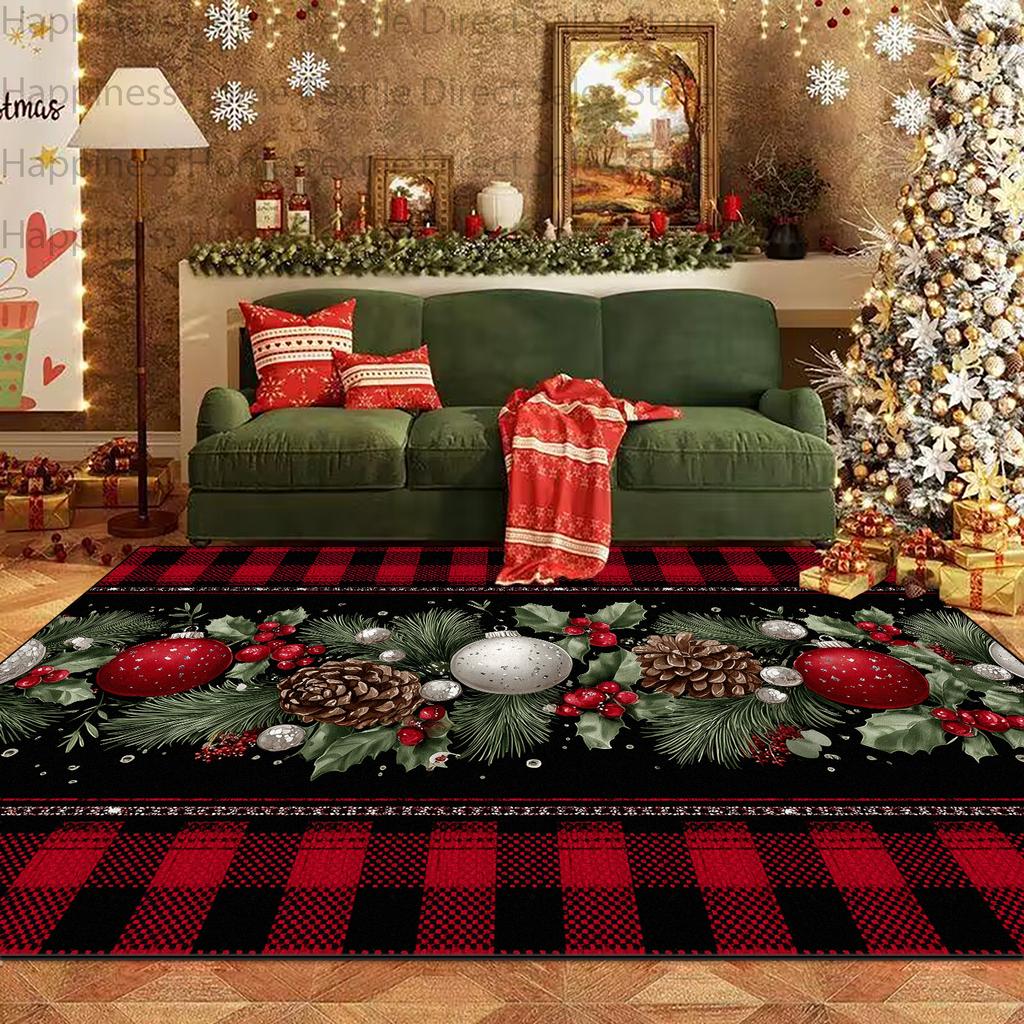 Modern Christmas Xmas Tree Print Living Room Decoration Carpet Non-slip Washable Bedside Mat Soft Easy Clean Restaurant Carpets