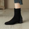 Damen-Wildleder-Stiefeletten mit dicken Absätzen für Herbst und Winter neue Damenstiefel