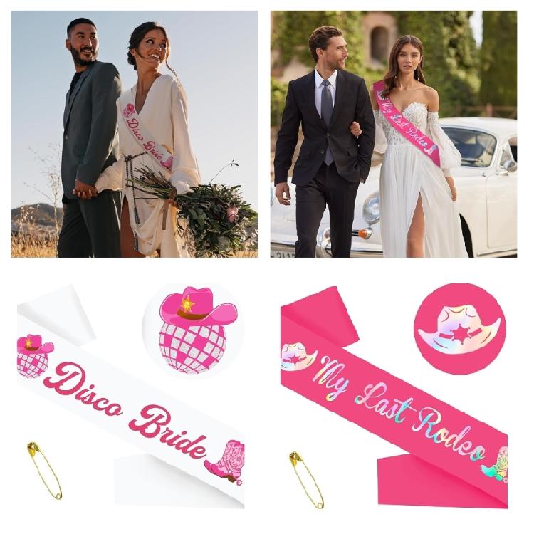 Bridal Disco Sash Stylish Graceful Sash Wedding Photo Accessory Bride To Be White Sash Wedding Photo Props