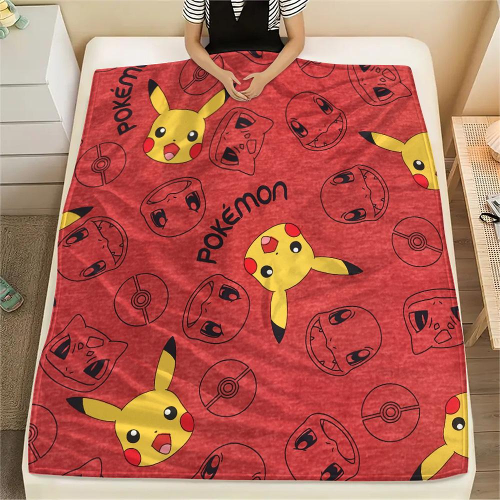 Pikachu and Eevee  Print Flannel Blanket, High quality Comfortable for All Seasons, Home Decor, Warmth and Comfort