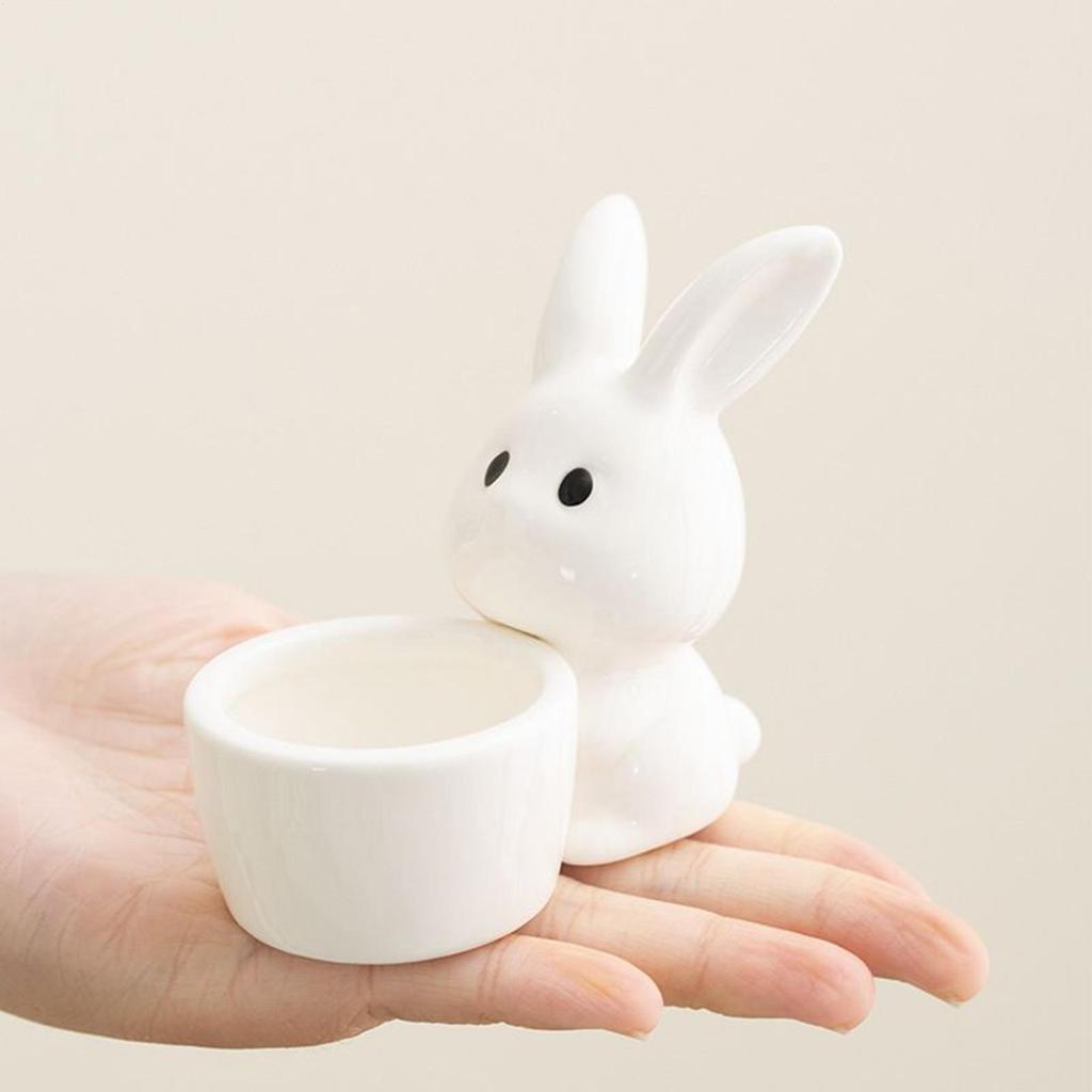Bunny CandleHolder White Cute Easter Egg Stand Decor Easter Bunny CandleHolder for Banquet Gathering Party Shelf Desk