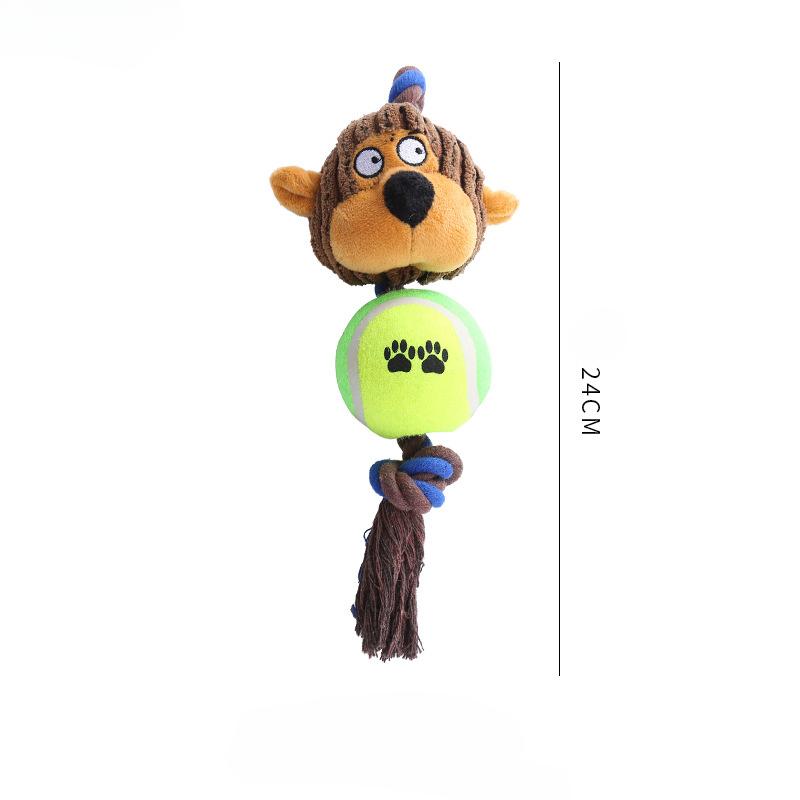 

Собака Вельветовый теннисный мяч Хлопковая веревка Интерактивная игрушка для прорезывания зубов 24cm