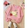 European Sizes Girls' Long-Sleeve Round Neck Sweatshirt "Apple Star" Print, Spring/Autumn, Casual, Daily & Sports.