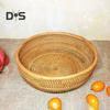 Oppbevaringskurv i rotting Rund serveringskurver til stue Håndvevd fruktskål Brødkurv til kjøkkenbenk