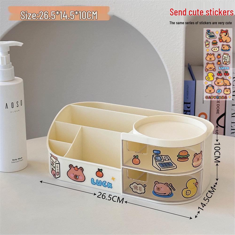 Multifunctional Makeup Organizer with Mirror and Skincare Storage