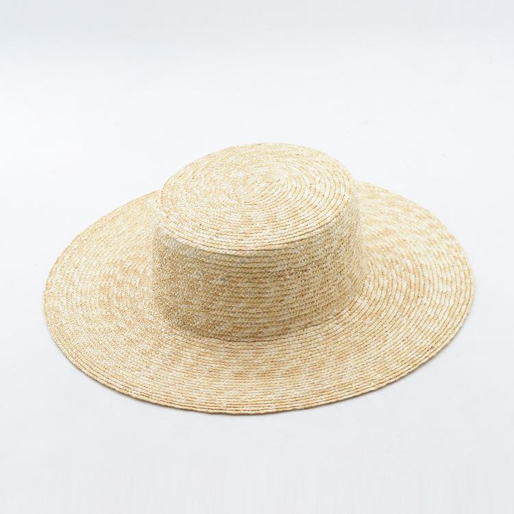 European and American classic fashion casual detailed straw grass big eaves flat top straw straw hat outdoor beach sun protection hat