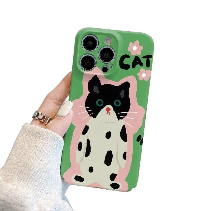 Fun Standing Cat Is Suitable for Apple 15Promax Mobile Phone Case 16PRO Cartoon 14 Film 13 Hard Case 12 Japan and Korea