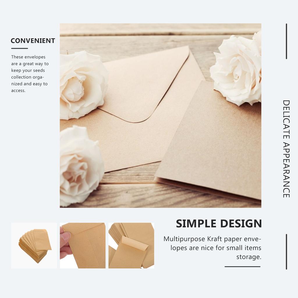 100pcs Kraft Envelopes Mini Envelopes Seeds Packet Envelopes for Storing Small Items Material Sheet