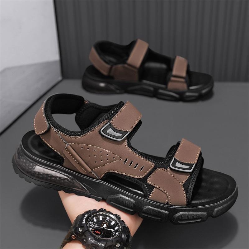 Men's Sports Sandals Summer New Outdoor Breathable Wear-resistant Soft Soled Beach Shoes Comfortable Lightweight Roman Shoes