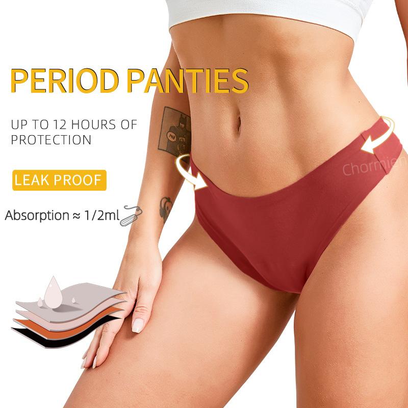 Large size women's physiological underwear leak-proof four-layer sanitary napkin-free sticker menstrual thong