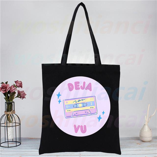 Olivia Rodrigo Canvas Tote Black Bags Harajuku Casual Donna Ragazza Tote Eco Shopper Singer Sour Shoulder Bags