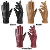 PU Leather Women's Gloves Fleece Lined Winter Warm Gloves Five Finger Gloves  Driving Activity