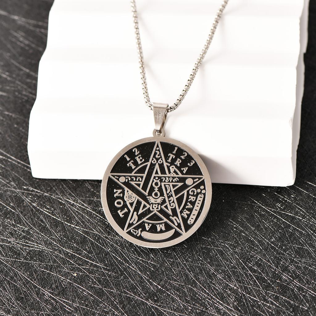 Salomons pentagramsigill Kabbalah hänge fyrtecknigt gudanamn amulett smycken rostfritt stål halsbandshänge