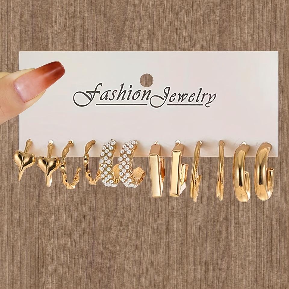 European & American C-Shaped Metal Texture Ear Cuff: Women's Retro Twist Earring Set (6-Piece).