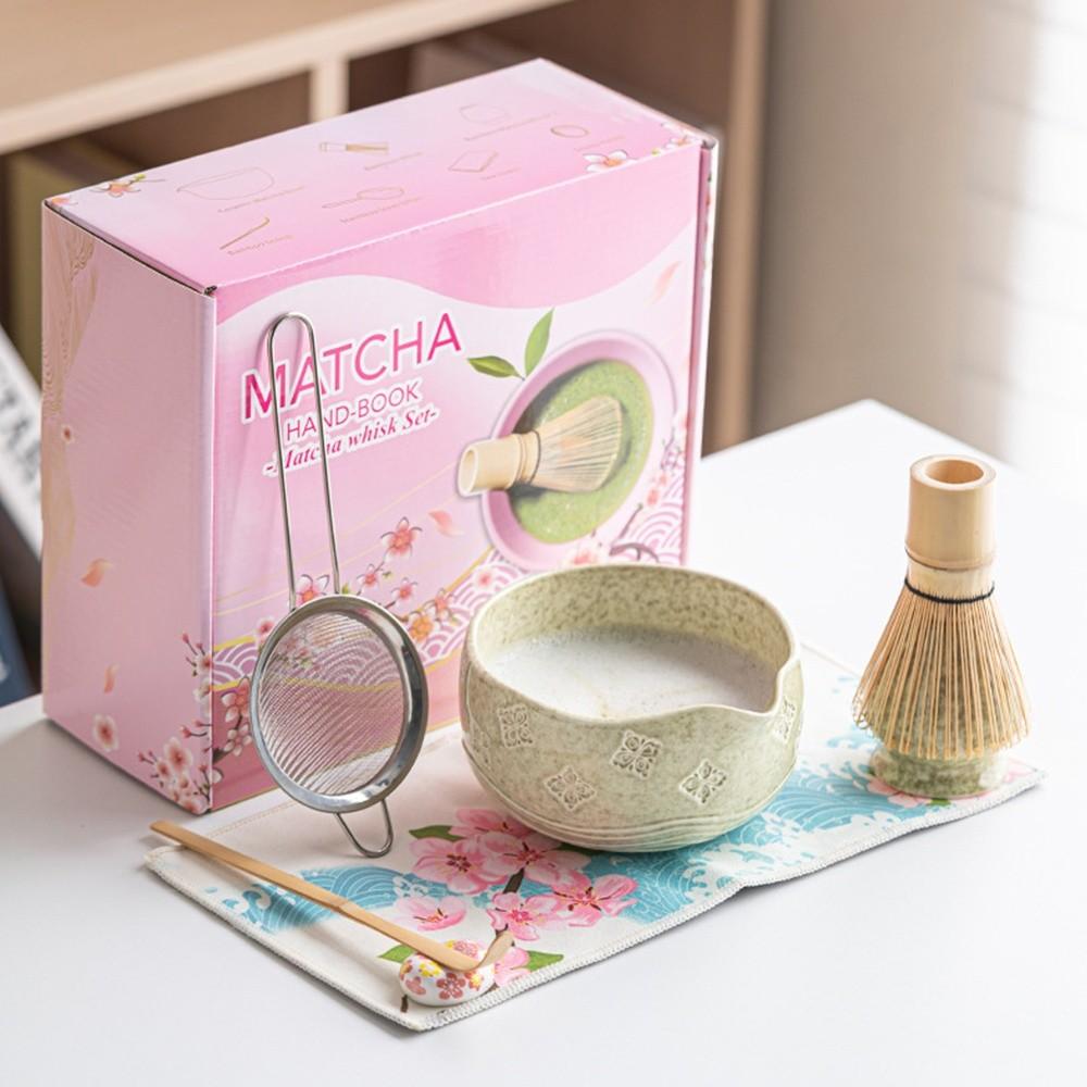 Ceramic Bamboo Japanese Matcha Tea Set Matcha Bowl Matcha Making Kit Matcha Whisk Set  Tea Lovers