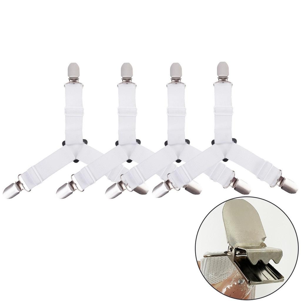 4PCS/Set Sheet Straps Bed Suspenders Adjustable Fitted Sheet Corner Holder Elastic Fasteners Clips