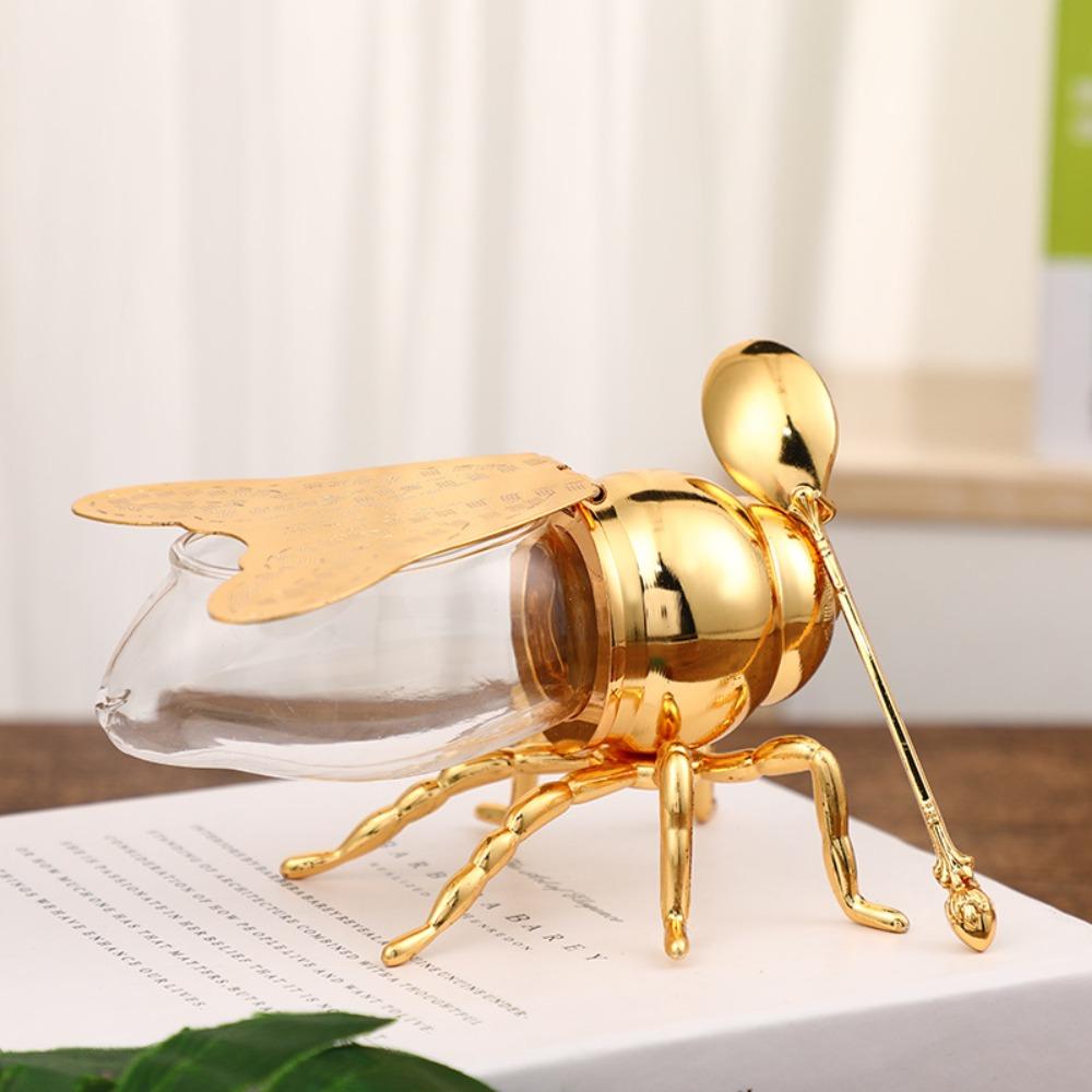 With Spoon Bee Shape Home Decor Decorative Honey Storage Jar Seasoning Jar Ornament Honey Pot