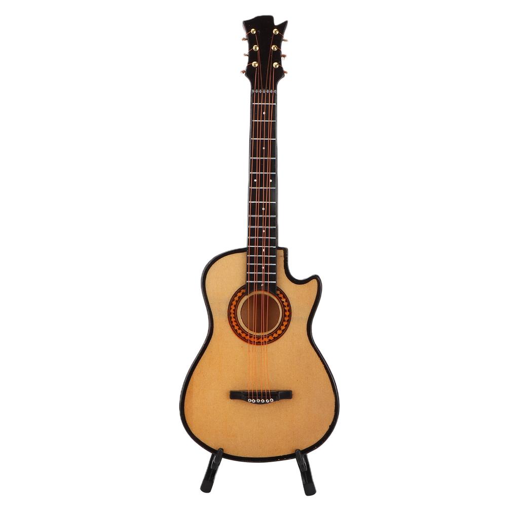 Minature Guitar Model Wooden   Musical Instrument Guitar Replica with Stand Ornament