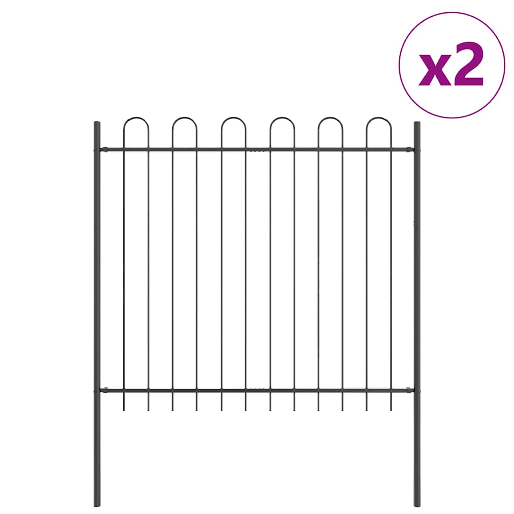 Garden Fence 2 pcs Grey 3.4 x 1.5 m Powder Coated Steel