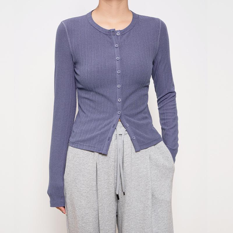 New Women's Long-Sleeve Round-Neck Cardigan: Casual, Lightweight Rayon Knitwear for Autumn and Winter