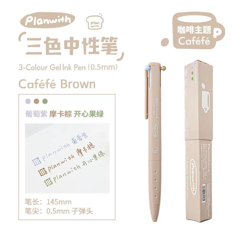 3/12 Color 3 in 1 Multi Functional Click Gel Pen Retractable Ballpoint Pen for Journal Writing Stationery School Office Supplies
