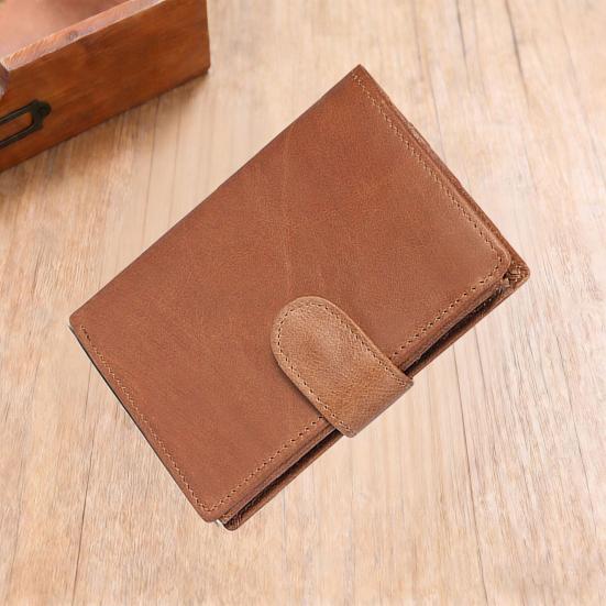 Men Faux Leather Wallet RFID Blocking Bi-fold Short Wallet Minimalist Slim Vintage Front Pocket Anti-Theft Credit Card Holder