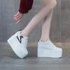 Fashion 12CM Natural Cow Genuine Leather Platform Flats Women Hidden Heels Fashion Vulcanized Women Casual Chunky Sneakers Shoes