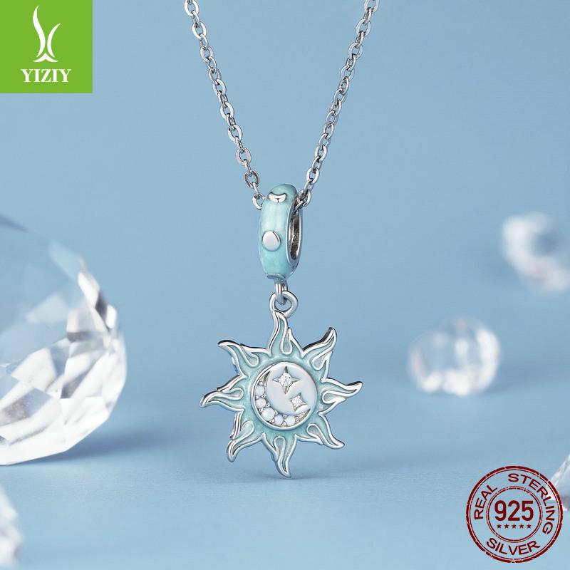 Opal Sun Moon Diy Bracelet Necklace Pendant, Mysterious Vintage Sun S925 Silver Beaded Accessories