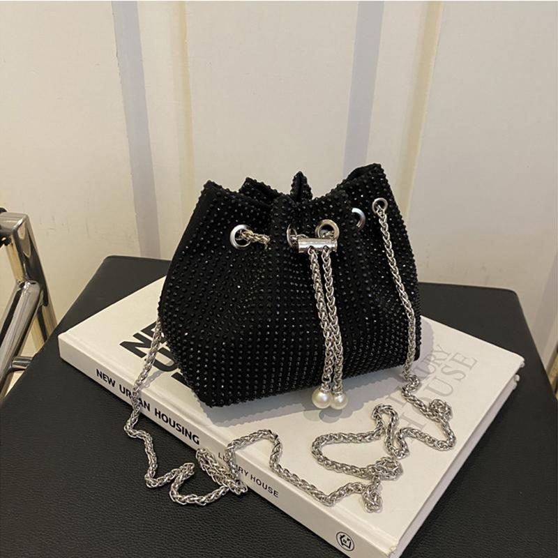 

Women s Fashion Luxury Design Shopper Shoulder Bag Large-Capacity Pu Leather Rhinestones Shoulder Handbag Female Brand Top Handle Bags 15.5x9.5x15.5cm чёрный