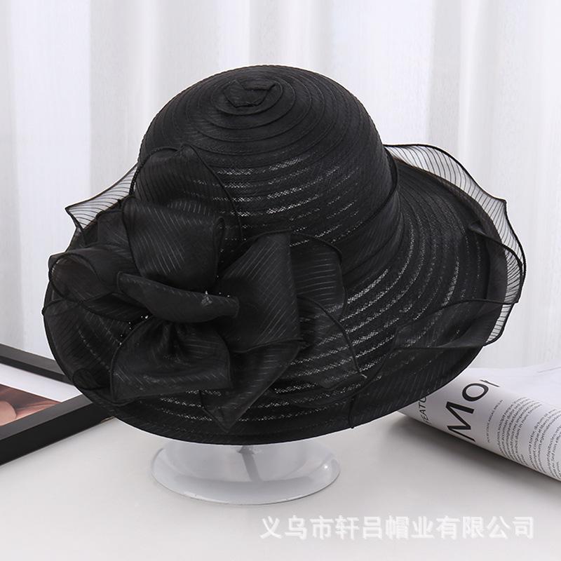 Eugen yarn wavy lace flower eaves women's summer sunscreen bucket hat fashion versatile sun hat outdoor pot hat