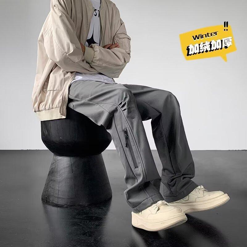 

Мужские зимние утепленные брюки с флисовой подкладкой, теплые, на молнии, водонепроницаемые, для походов, свободные, прямые, повседневные M