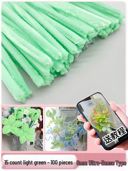 Thickened White Chenille Pipe Cleaners - Mixed Colors for DIY Bouquet Crafts