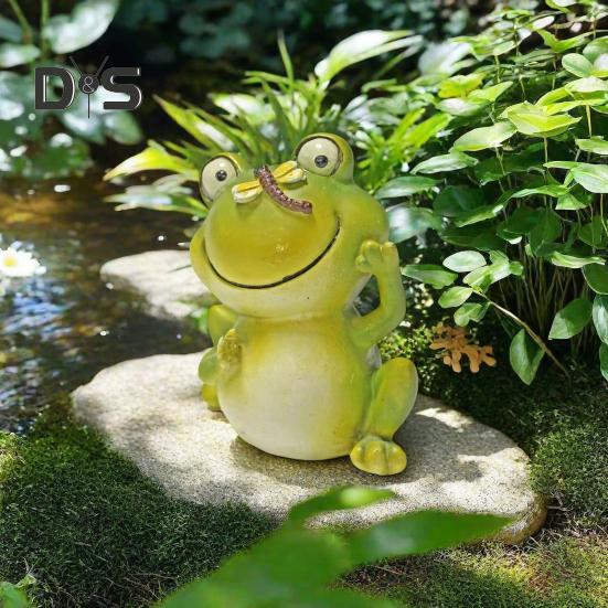 Cartoon Nebel Figurine Harz Willkommen Libelle Frosch Statue Skulptur Home Office Desktop Indoor Outdoor Garten Dekoration Ornament