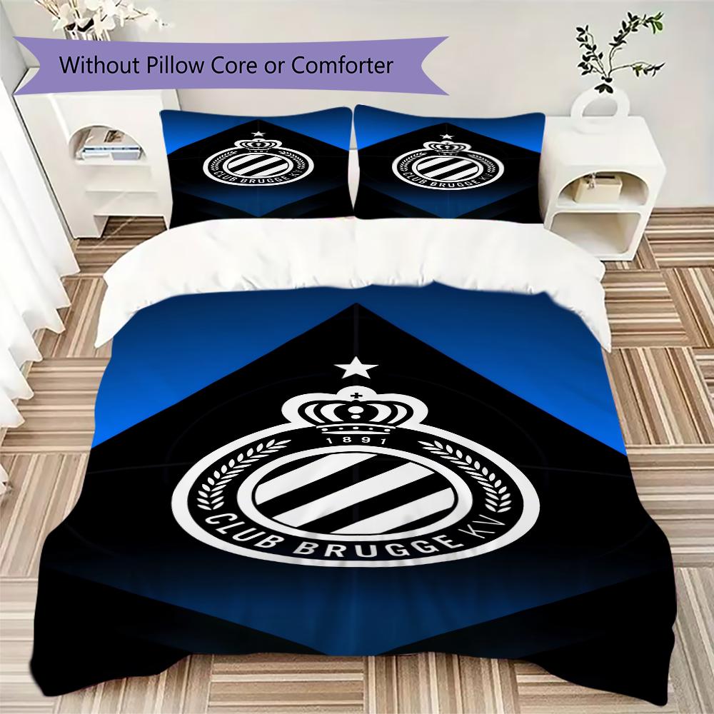 Club Brugge K V Pattern Bedding Uilt Set Uilt Cover Pillowcase Home Decoration Birthday Gift (1 * Duvet Cover + 2 * Pillowcase Without Core)