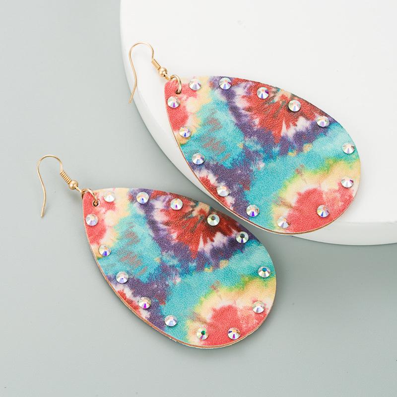 

Женские двусторонние серьги-капли с принтом фейерверка, титановая сталь, циркон, кристалл, капля воды, стиль, искусственная кожа, богемные украшения для ушей OneSize