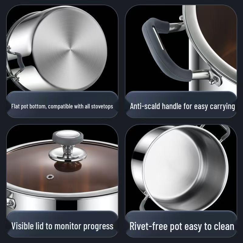 Extra Deep 316 Stainless Steel Stewing & Soup Pot - Food Grade, Large Capacity, Thick & Durable