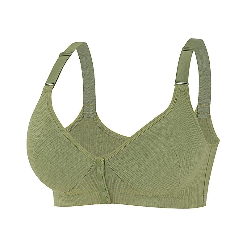 European and American Size Wire-free Front-clasp Bra with Adjustable Shoulder Straps and Threaded Oversized Underwear
