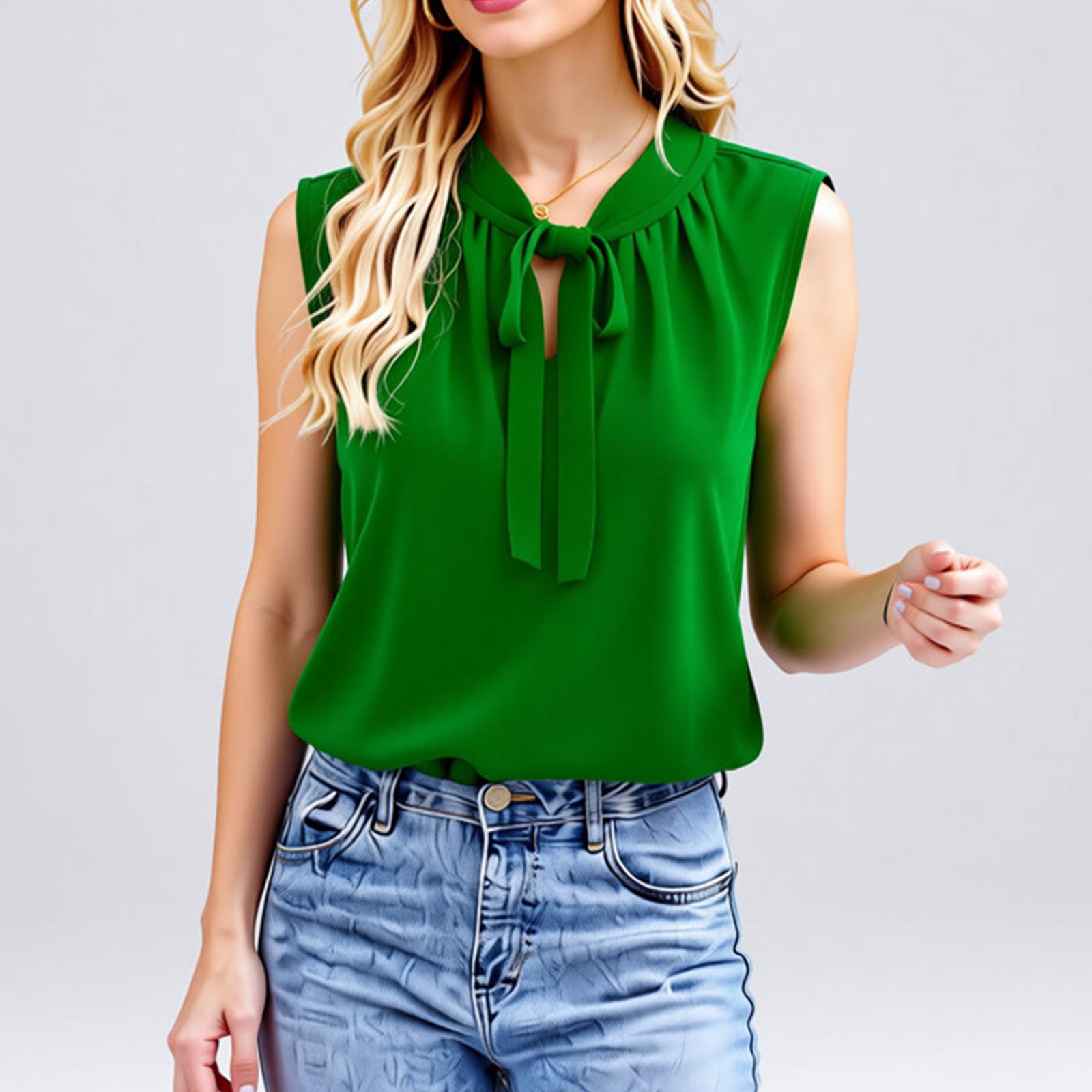 

Женская Модная Летняя Уникальная Элегантная Блузка Топ без Рукавов XL зелёный