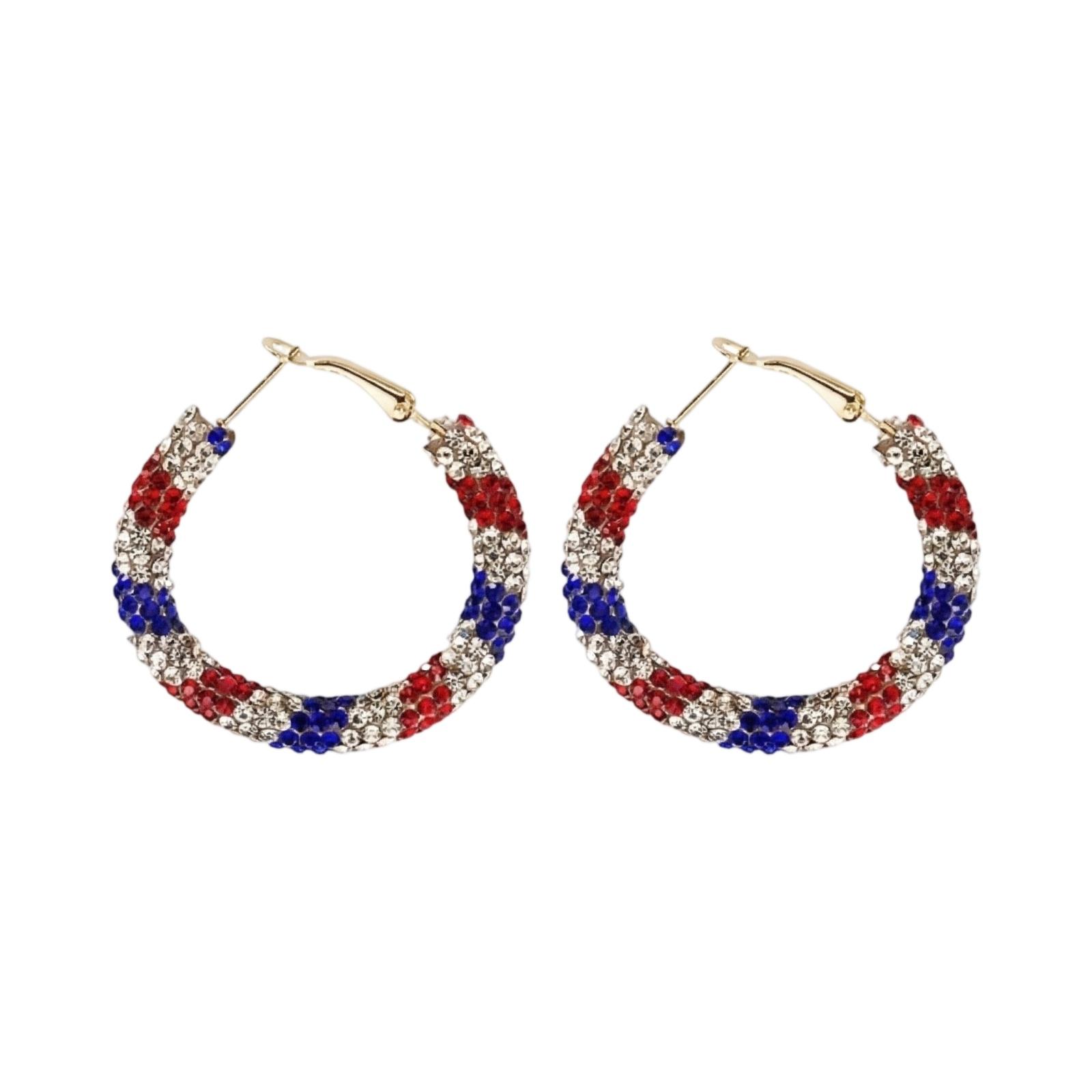 Fashion And Creative Independence Day Star Glitter Earrings One Size синий
