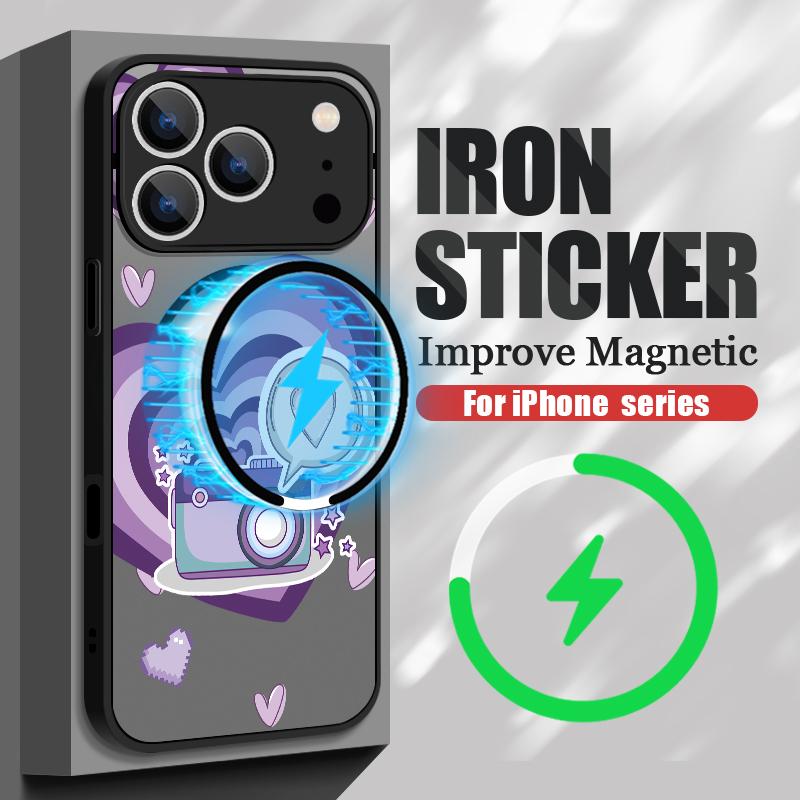 Love Hearts Print Case For iPhone 17 Pro Max Case iPhone 16 15 14 13 Pro Max 17E Magnetic For Magsafe Thin Ring Hybrid TPU+PC Matte Cover