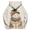 Ladies' Christmas Printed Bow Long Sleeved Loose Fitting Headband With Rope Hooded Sweatshirt Top