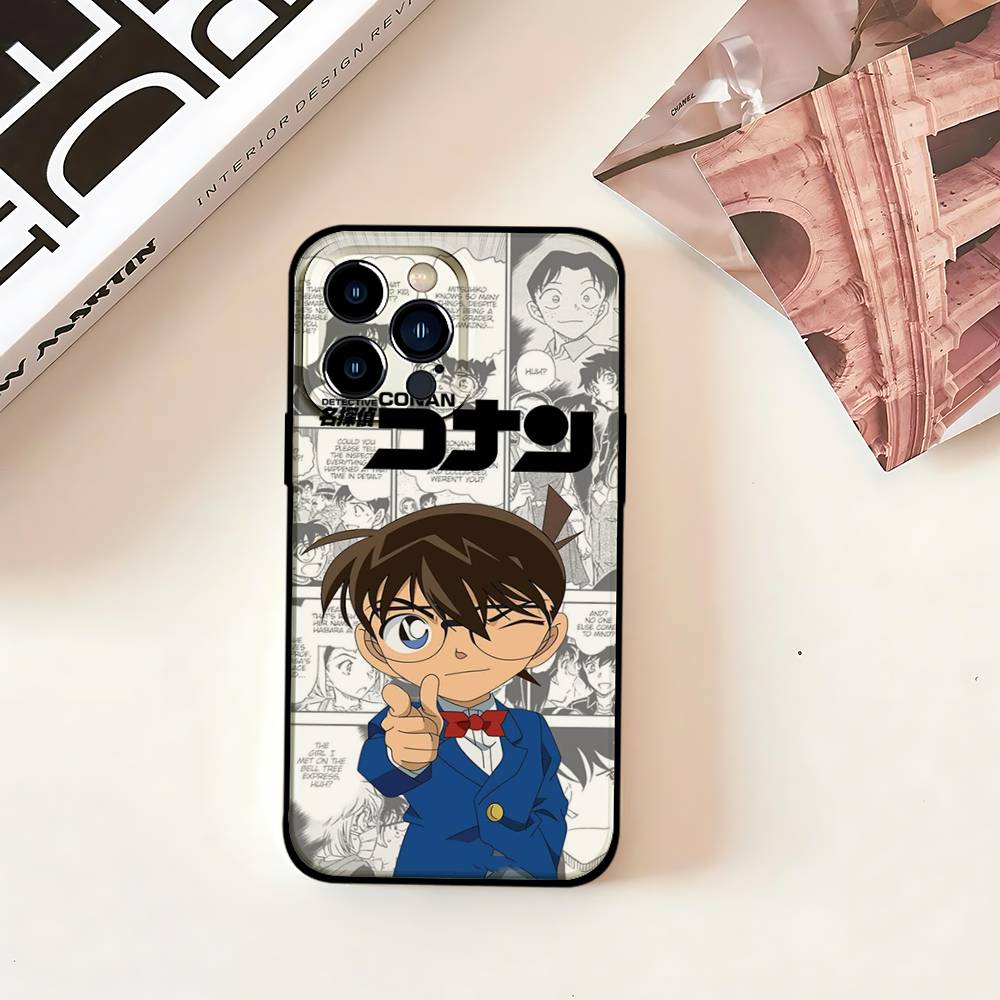 D-Detective C-Conan Phone Case For IPhone 1716 15 14 13 Pro Max 11 12 Mini X Xs XR Black Silicone Cover