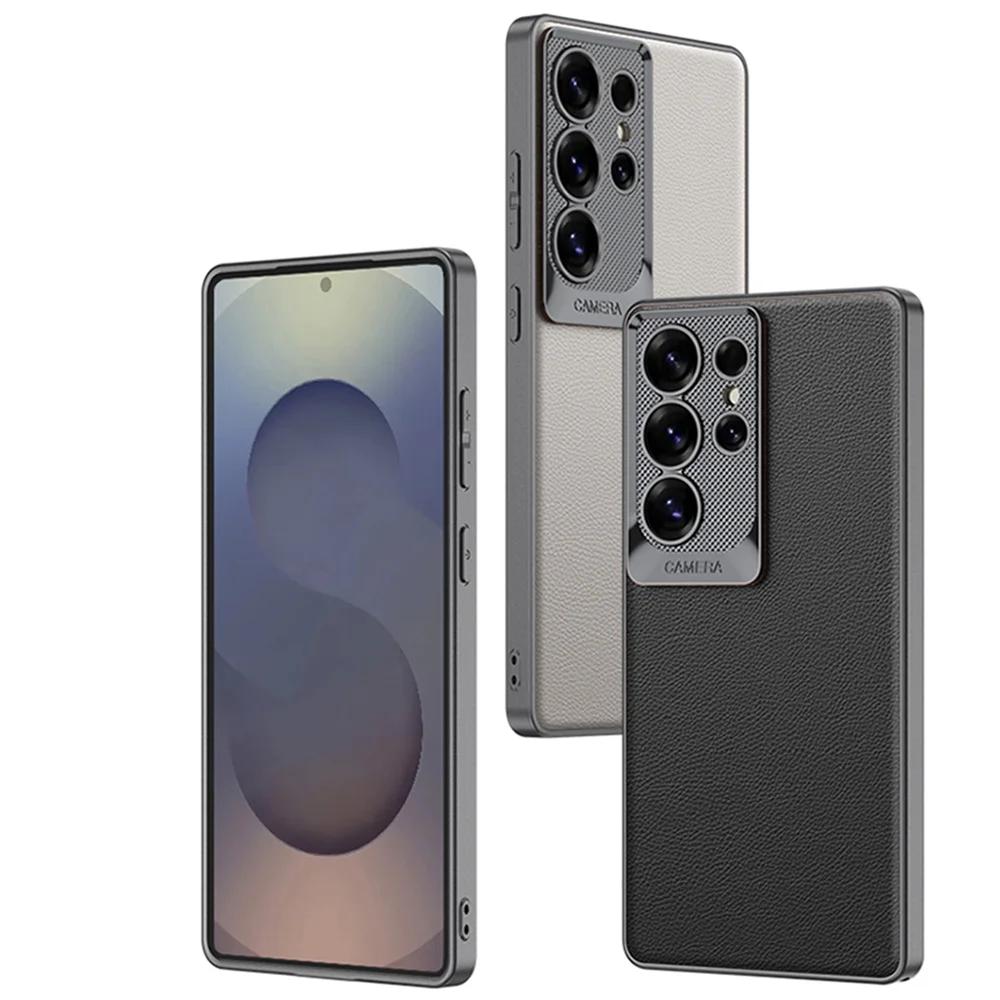 Electroplate Leather Cases for Galaxy S25 Ultra Phone Case for Samsung Galaxy S25 Ultra Shockproof Hard Shell Protective Cover