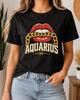 Aquarius Lips Shirt, Gold Chain Zodiac Tee, Fun Astrology Gift, January February Birthday Outfit, Water Bearer Horoscope Graphic Apparel Art