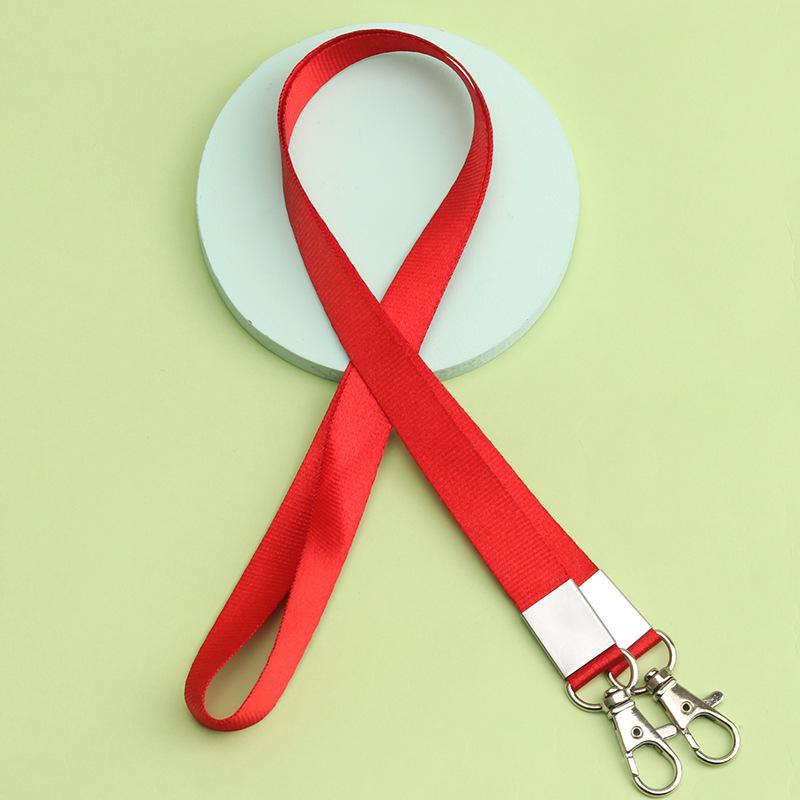 Double Hook ID Badge Lanyard with Double Buckle and Dual Clip Holder