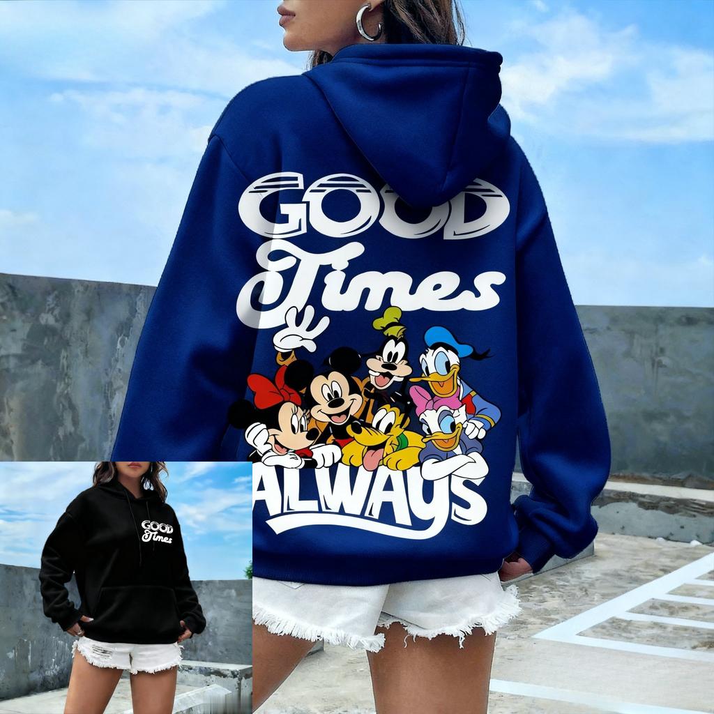 Unisex Disney Mikke Minni Trykket Hettegenser Casual Street Dame Herre Bomull Genser Vintage Tegneserie Genser Høst Mote Topp