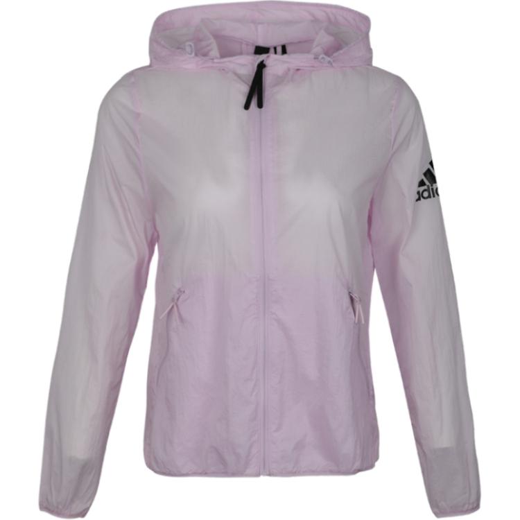 Adidas WB LONG Woven Hooded Windbreaker Jacket Regular Fit Long Sleeve Full Zip Outdoor Casual Women Purple FJ1111 XL
