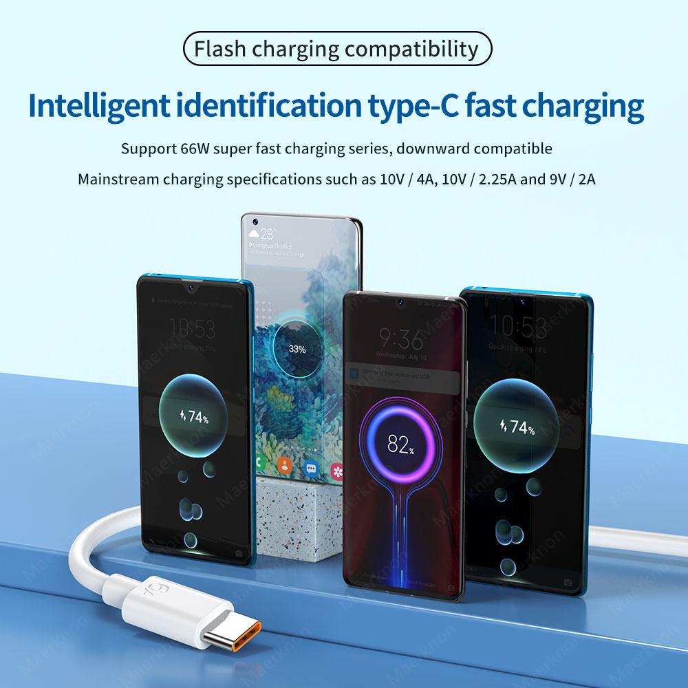 66W USB C Cable 6A Super Fast Charging Data Cord Phone Charger Type C Cable For Huawei Mate 40 50 Xiaomi 14 USB C Charger Cable