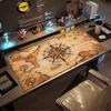 Vintage Compass World Map Large Gaming Desk Mat Non Slip Rubber Mouse Pad Stitched Edge Keyboard Mat Laptop Game Accessory